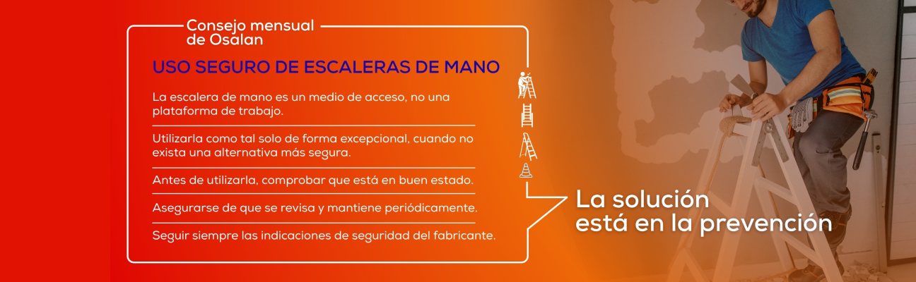 Consejo mensual de Osalan: Uso seguro de las escaleras de mano